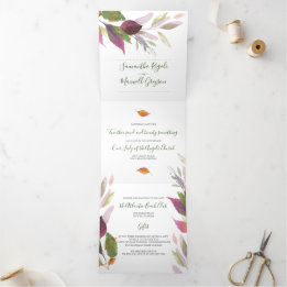 Rustic Foliage All In One Wedding Invite