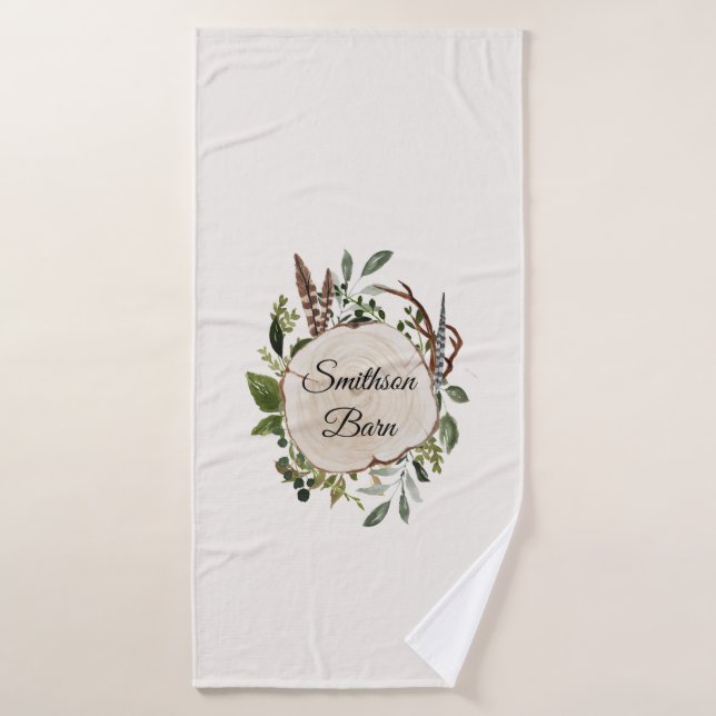 Rustic foliage chalk wood slice   bath towel (Bath Towel)