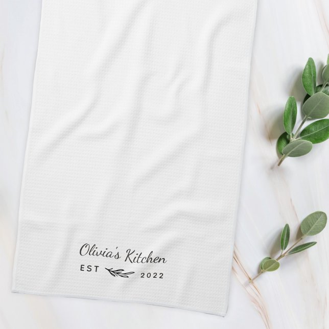 Rustic Foliage Custom Name Housewarming Gift Tea Towel (Creator Uploaded)
