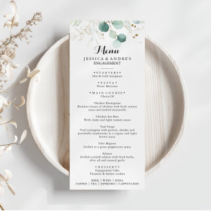 Rustic Foliage Gold Floral Calligraphy Dinner Menu