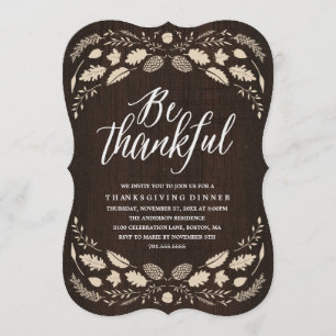 Rustic Foliage Thanksgiving Dinner Invitation