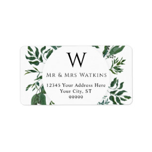 Rustic Foliage Wedding Greenery Return Address Label