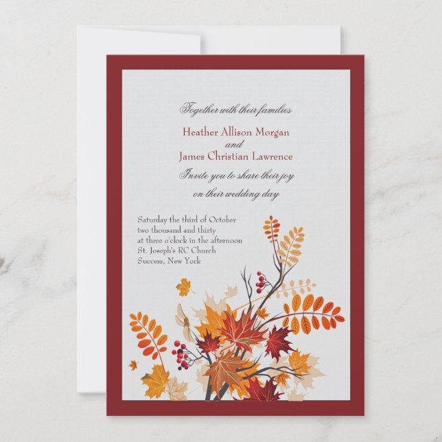 Rustic Foliage Wedding Invitations (Front)