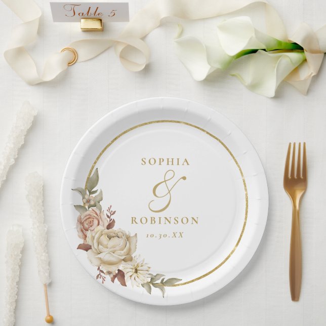 Rustic Foliage Wreath Wedding Party Paper Plate (Wedding)