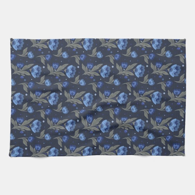 Rustic folk art floral texture tea towel (Horizontal)