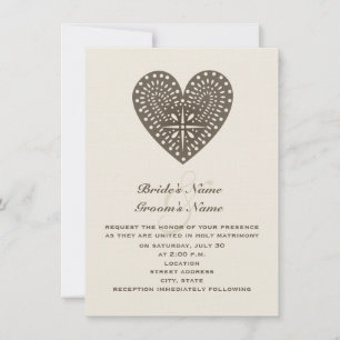 Rustic Folk Art Inspired Heart Wedding Invitation