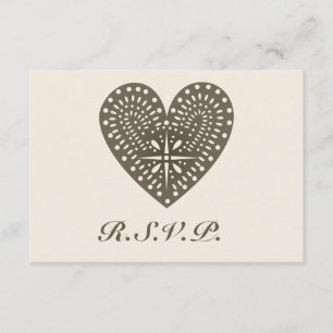 Rustic Folk Art Inspired Heart Wedding RSVP Card