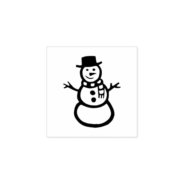 Rustic Folk Art Snowman Christmas Winter Rubber St Stamp (Imprint)
