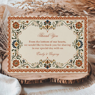 Rustic Folk Botanical Mexican Thank You Card