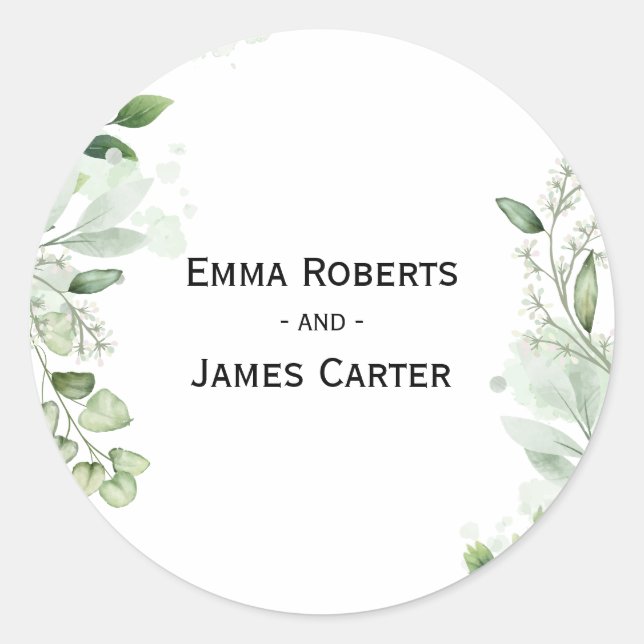 Rustic Folk Greenery Round Sticker (Front)