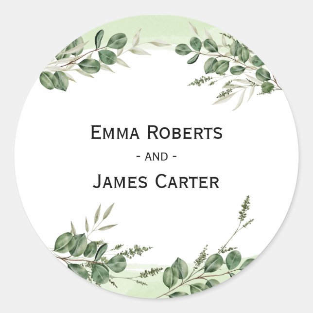 Rustic Folk Greenery Round Sticker (Front)
