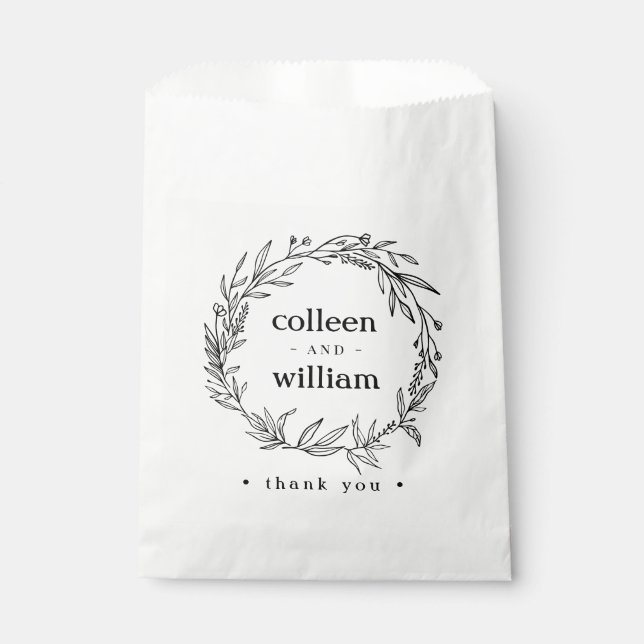 Rustic Folk Wildflower Wreath Favour Bag (Front)