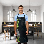 Rustic food vegetables herbs canvas name apron<br><div class="desc">Fresh food,  herbs,  basil onions,  herbal chopper on a painter's dark rustic canvas with paint stains. Personalise and add your name.  For both him and her.</div>