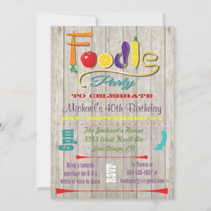 Rustic Foodie party Invitations