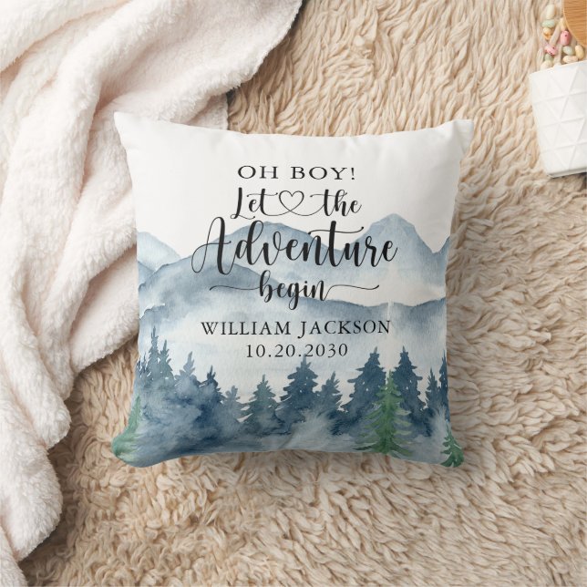 Rustic Forest Adventure Mountains Boy Nursery Cushion (Blanket)
