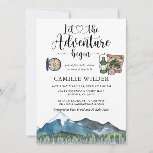 Rustic Forest Adventure Watercolor Baby Shower Invitation