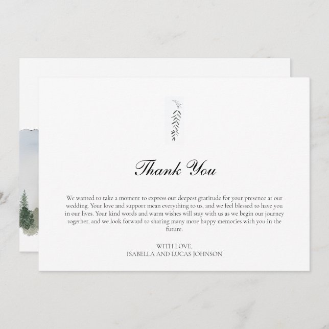 Rustic Forest and Mountain Flat Thank You Card (Front/Back)