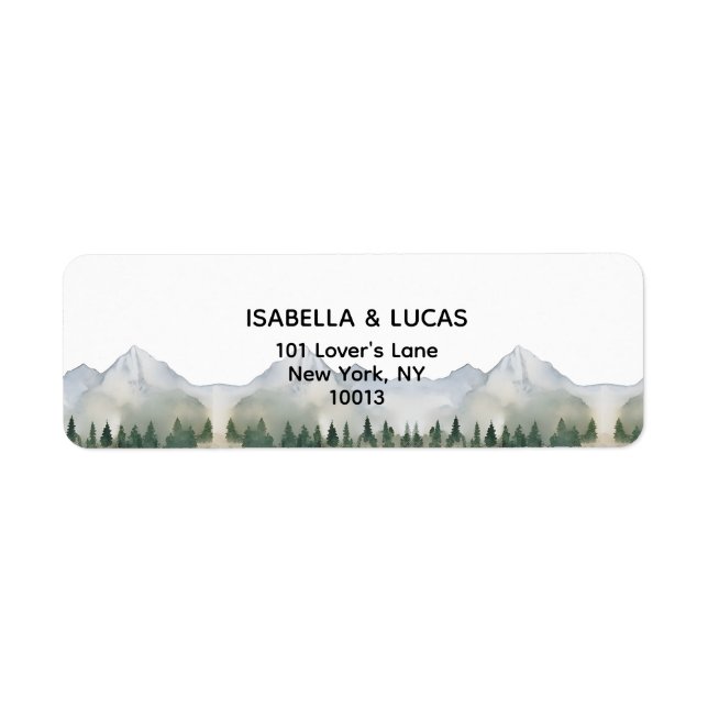 Rustic Forest and Mountain Wedding Return Address Label (Front)