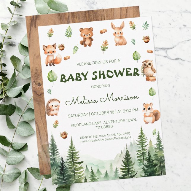 Rustic Forest Animals Woodland Baby Boy Shower Invitation (Rustic Forest Animals Woodland Baby Boy Shower Invitation)