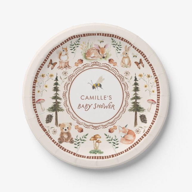 Rustic Forest Baby Shower Paper Plate (Front)