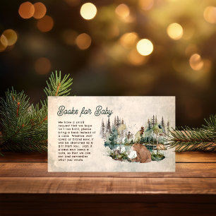 Rustic Forest Bear Baby Shower Books for Baby Enclosure Card