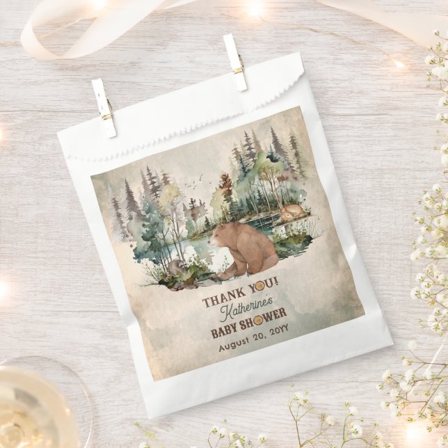 Rustic Forest Bearly Wait Baby Shower Thank You  Favour Bag (Clipped)