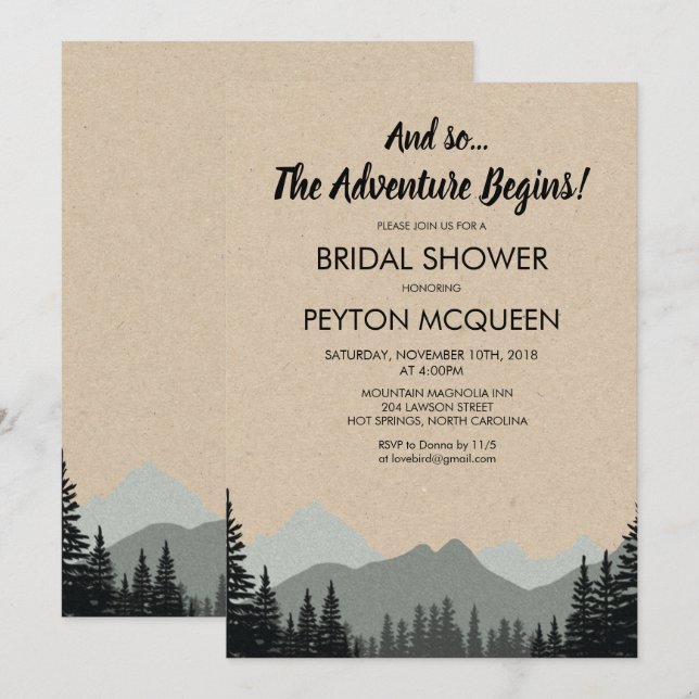 Rustic Forest Bridal Shower Invitation (Front/Back)