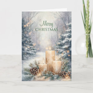 Rustic Forest Candle Christmas Card