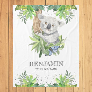 Rustic Forest Cute Little Koala Bear Fleece Blanket