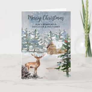 Rustic Forest Daughter & Family Merry Christmas Card