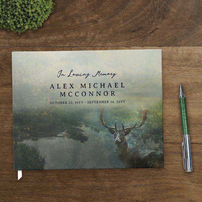 Rustic Forest Deer Celebration of Life Guest Book (Creator Uploaded)