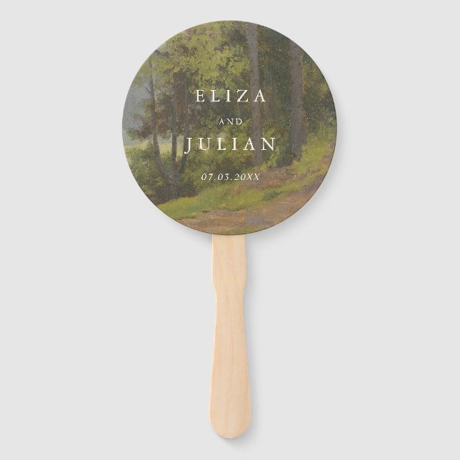 Rustic Forest Elegant Wedding Hand Fan (Front)
