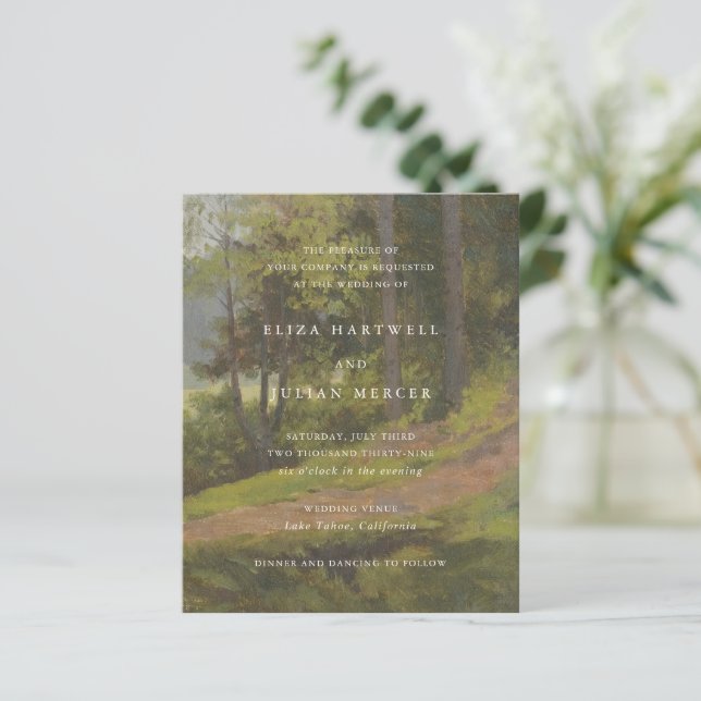 Rustic Forest Elegant Wedding Invitation (Standing Front)