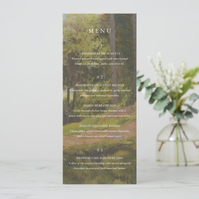 Rustic Forest Elegant Wedding Menu (Standing Front)