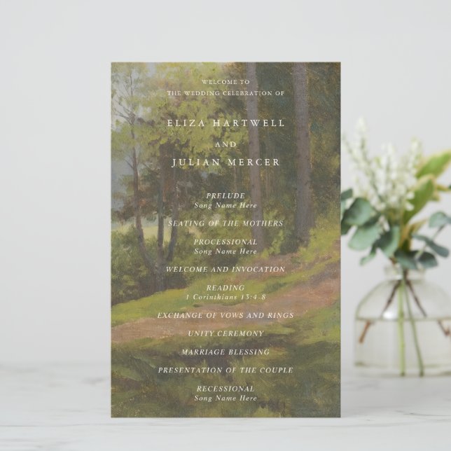 Rustic Forest Elegant Wedding Program (Standing Front)