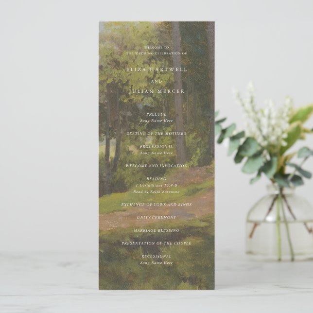 Rustic Forest Elegant Wedding Program (Standing Front)