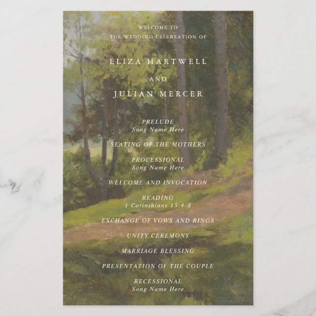 Rustic Forest Elegant Wedding Program Flyer (Front)