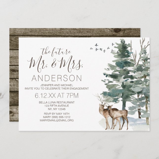 Rustic Forest Engagement Party Invitation (Front/Back)