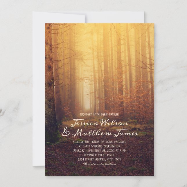 Rustic Forest Fall Autumn Woods Country Wedding Invitation (Front)