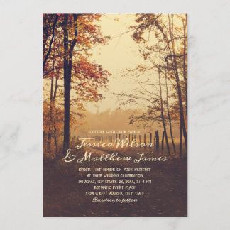 Rustic Forest Fall Woods Country Farm Path Wedding Invitation
