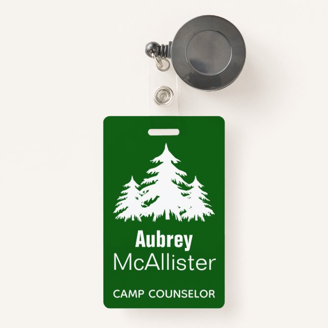 Rustic Forest Fir Trees | Camp Counsellor ID Badge (Front with Retractable)