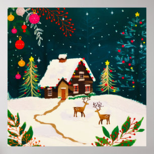 Rustic Forest Foliage Autumn Winter Berries  Poster