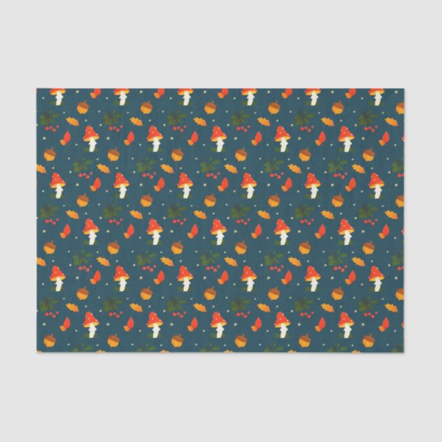 Rustic Forest Foliage Autumn Winter Berries  Tissue Paper (Front)