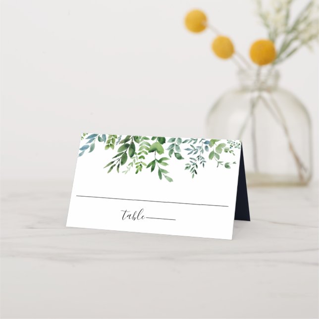 Rustic Forest Foliage Navy Blue Wedding Place Card (Front)