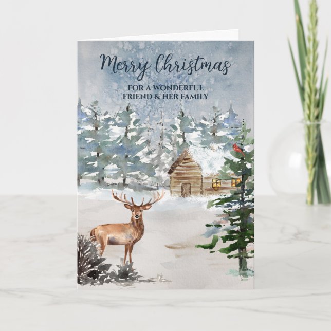 Rustic Forest Friend & Family Christmas Card (Front)
