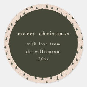 Rustic Forest Green Christmas Trees Gift From Classic Round Sticker