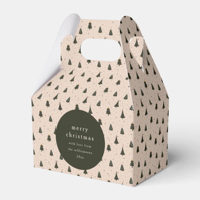 Rustic Forest Green Christmas Trees Gift From Favour Box (Front Side)