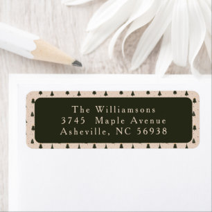 Rustic Forest Green Christmas Trees Return Address Label
