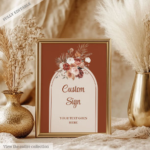 Rustic Forest Green Gold Leaves Wedding Custom Poster