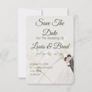 Rustic Forest Greenery Floral Wedding Save the Dat Announcement